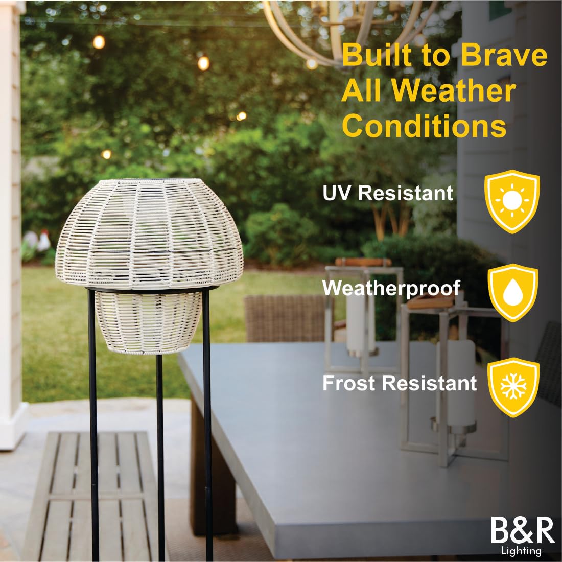 Rynx | Generic Outdoor Floor Lamp - Waterproof Wireless Garden Lighting - Rattan Design, Black