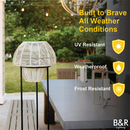 Rynx | Generic Outdoor Floor Lamp - Waterproof Wireless Garden Lighting - Rattan Design, Black