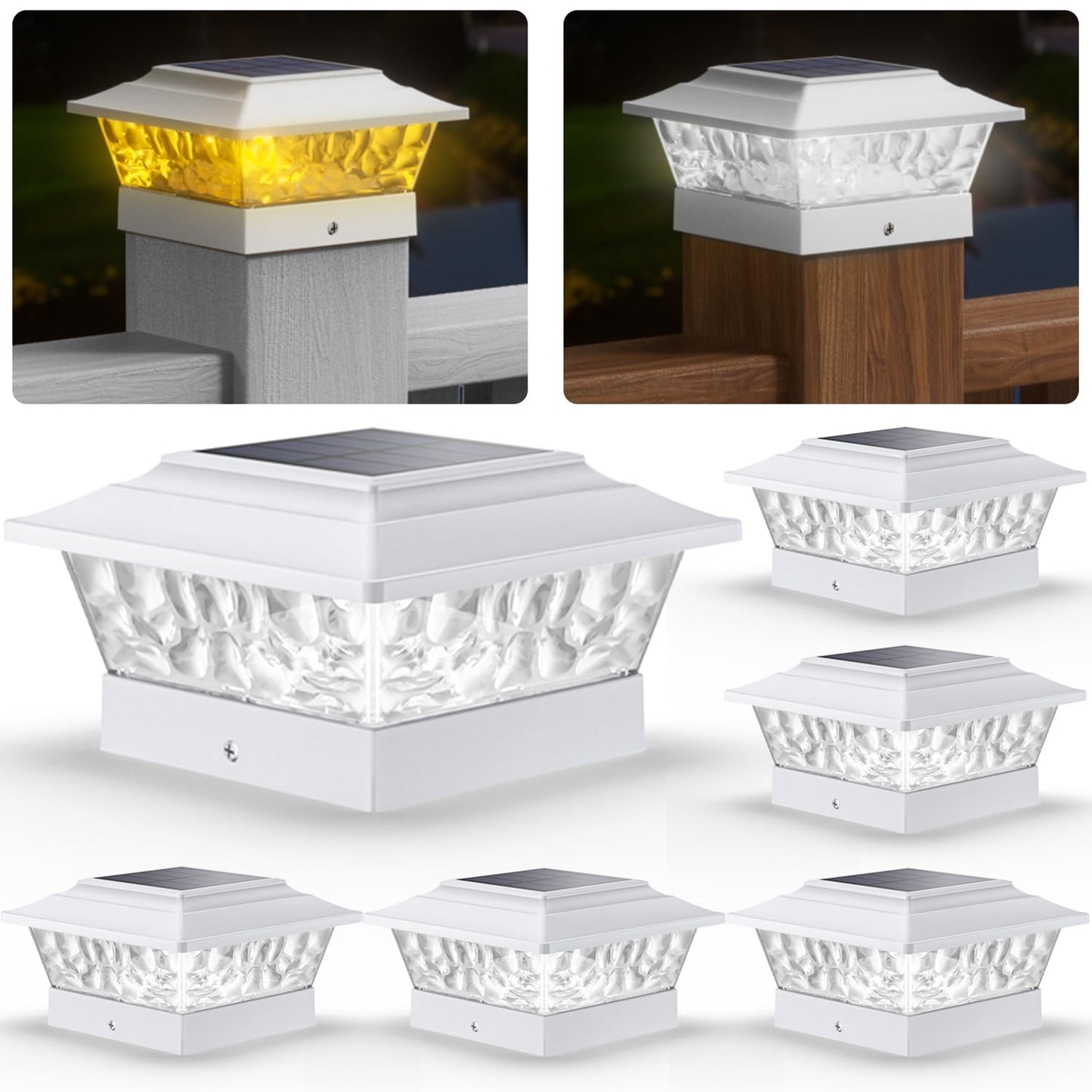 Rynx | Siedinlar Solar Post Lamps Outdoor 12 Led 4 Modes Post Cap Light For 4X4 5X5 6X6 Vinyl Wood Deck Rail Post Garden Patio De