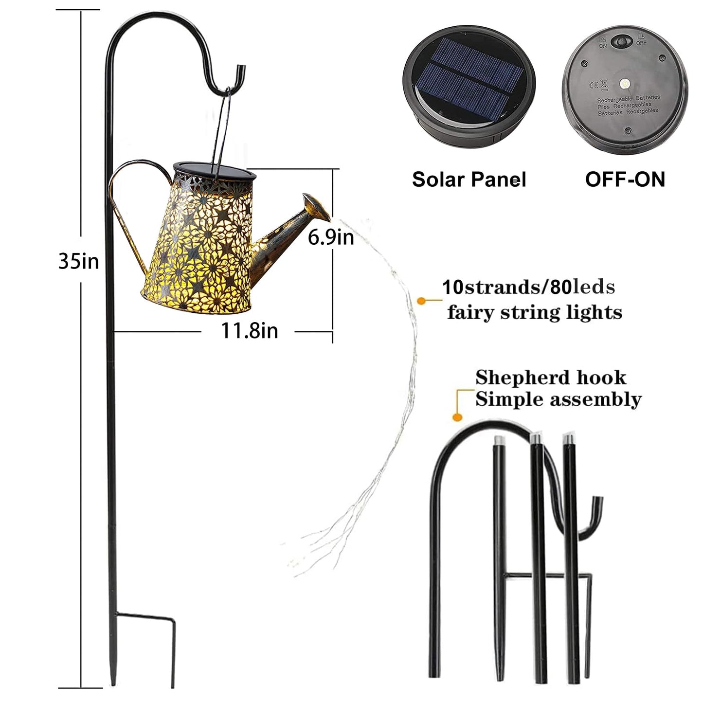 Rynx | Vookry Purple Solar Watering Can Light - Waterproof Led Lantern For Outdoor Garden Decor