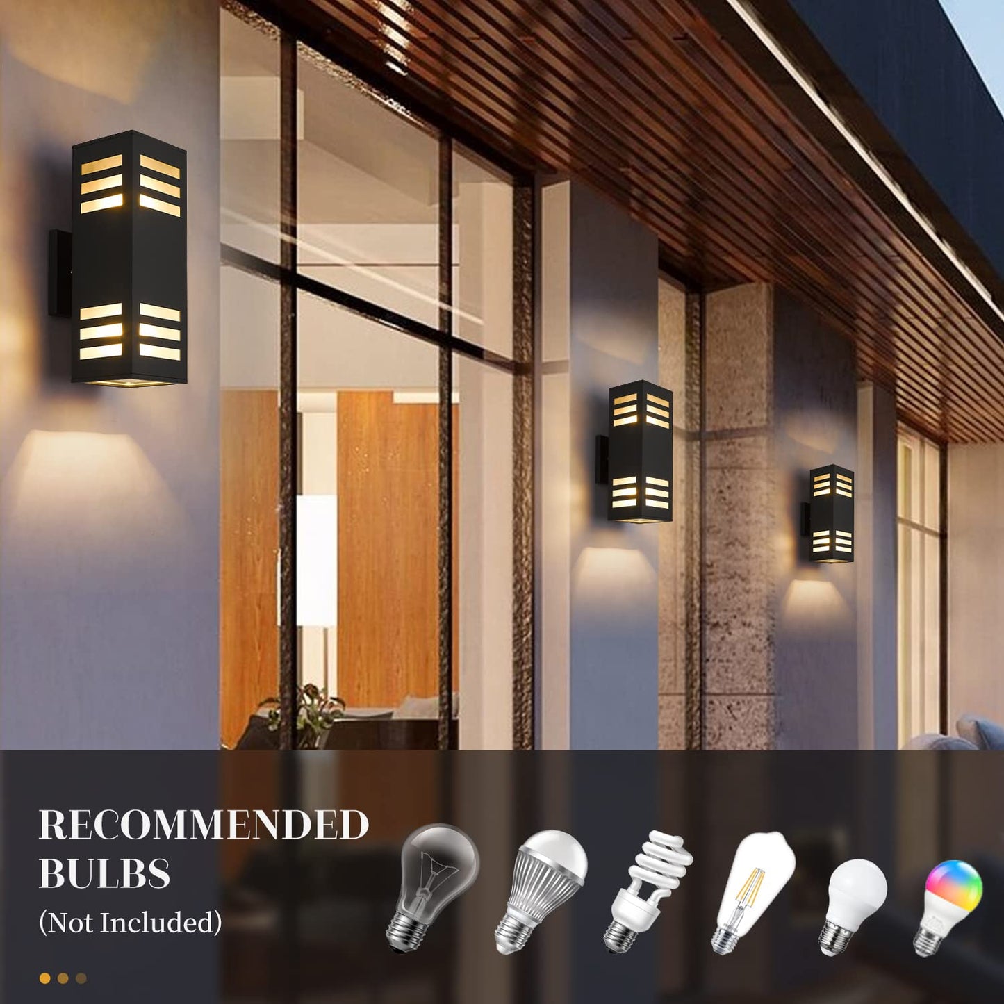 Rynx | Harriet Modern Outdoor Wall Lamp - Waterproof Aluminum Up/Down Wall Lamp, Black, Tempered Glass