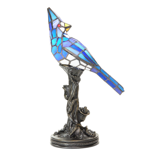 Rynx | River Of Goods Tiffany Stylish Cardinal Glass Lamp - 8" B X 13.5" H
