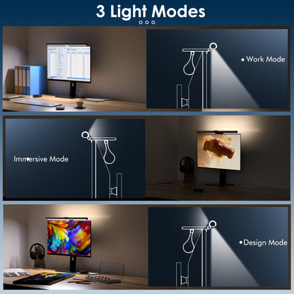 Rynx | Quntis Gray Screen Light Bar With Remote Control, Adjustable Dimming, Eye-Friendly, Fits All Screens