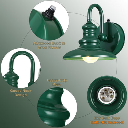 Rynx | Lonedruid Green Dusk Till Dawn Gooseck Ladværk - Rustic Outdoor Wall Lamp For Porch, Garage