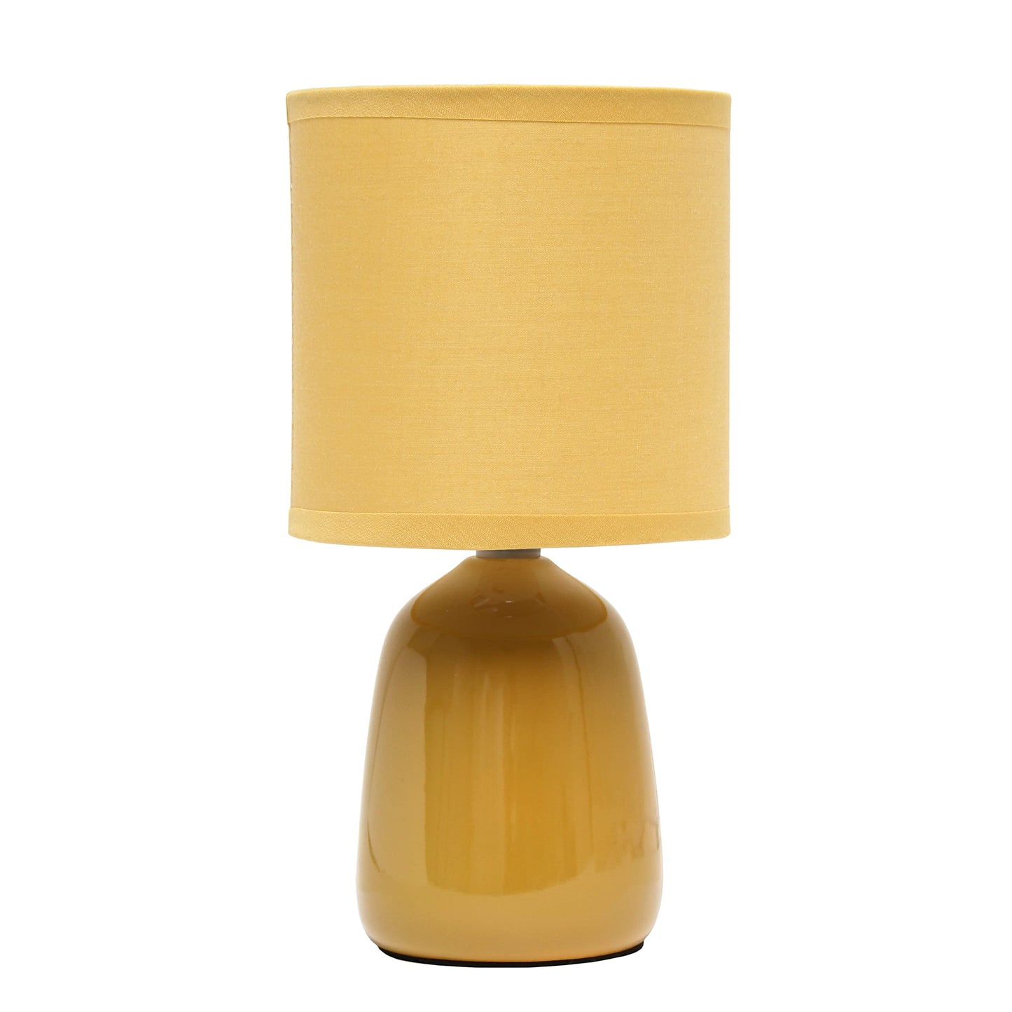 Rynx | Simple design Lt1134-Mst 10.04" High Traditional Ceramic Thimble Base Table Lamp With Matching Fabric Cylinder For Decoration, Nightstand, Bedroom, Living Room, Entrance, Office, Mustard Yellow