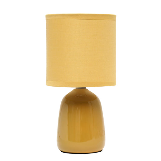 Rynx | Simple design Lt1134-Mst 10.04" High Traditional Ceramic Thimble Base Table Lamp With Matching Fabric Cylinder For Decoration, Nightstand, Bedroom, Living Room, Entrance, Office, Mustard Yellow