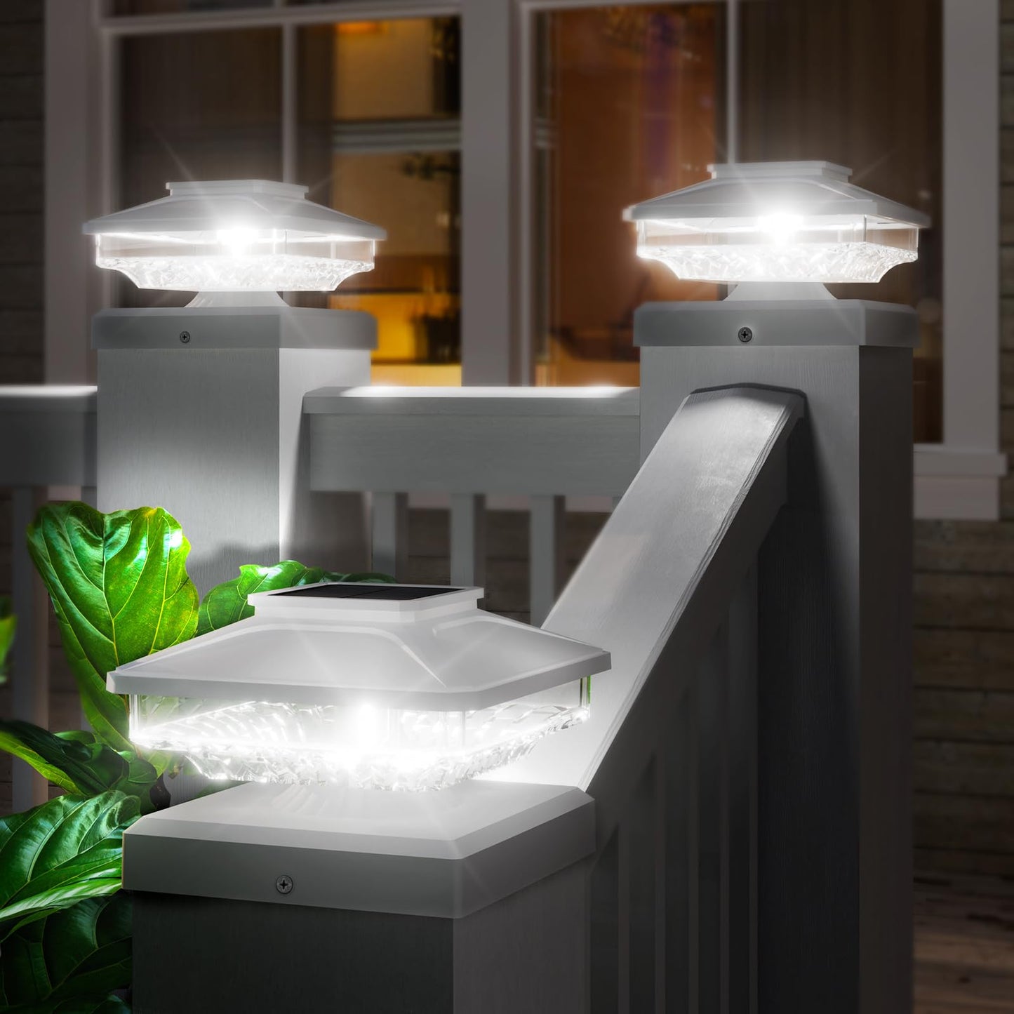 Rynx | Bitpott Bright Solar Post Lights 2 Pack, 3-In-1 [4X4/5X5/6X6] Fence Post Solar Lights Waterproof Ip65, 6000K Outdoor Post Lights