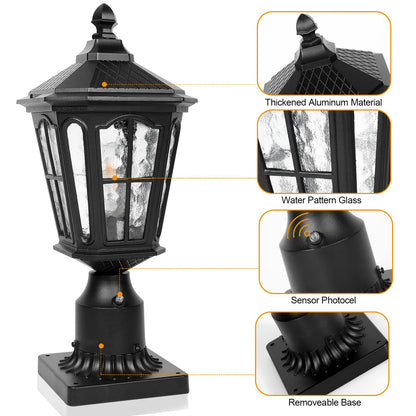 Rynx | Lamqee Dusk To Dawn Outdoor Post Light, 17.7" Matte Black Aluminum Lantern For Garden, 1 Pack