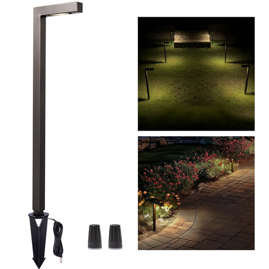 Rynx | Gardenreet Landscape Path Light Brass, 12V Low Voltage Path Light Wired, Outdoor Garden Light Led Waterproof, L Form Bronze For Yard Walkway Driveway Without G4 Light Bulb