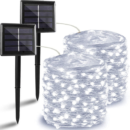 Rynx | Solar String Lights Outdoor, 2-Pack Each 72Ft 200 Led Solar Christmas Twinkle Lights Outdoor Waterproof Copper Wire With 8 Modes Solar Fairy Lights For Garden Tree Birthday Christmas Decor (Cool White)