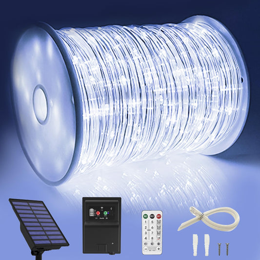 Rynx | 164 Ft 1000 Led Sail Lights Solar Waterproof Light Sources 8 Modes Outdoor Tube Light Copper Wire Fairy Lights For Christmas Garden Fence Farm Party Pool Wedding Decor (1000 Led White)