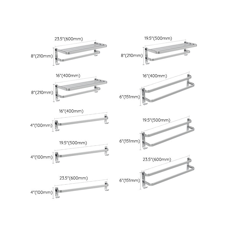 Rynx | 7-piece Bathroom Accessory Set Modern Aluminum Bathroom Set in Silver