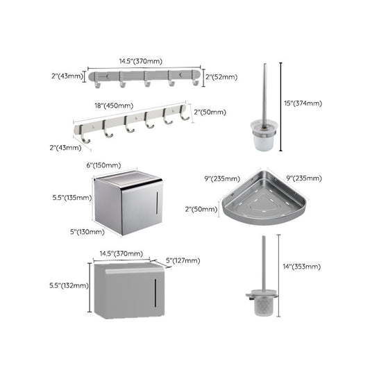Rynx | 7-piece Bathroom Accessory Set Modern Aluminum Bathroom Set in Silver