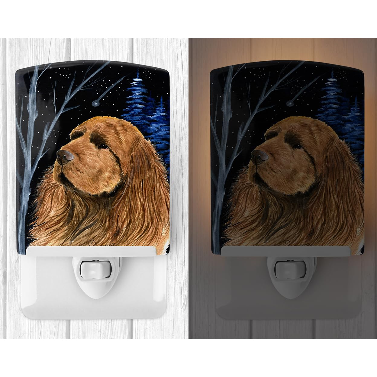 Rynx | Starry Clear Sussex Spaniel Ceramic Night Light, 6X4X3, Ul-Approved