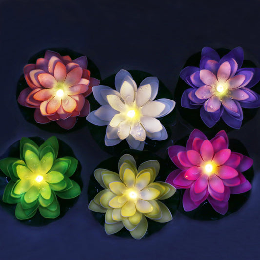 Rynx | Lacgo 12 Pcs Waterproof Floating Lotus Lights - Diwali 5 Inch Floating Flower Lights Battery Operated Water Activated Warm White Light Pool Flower Lamp Wedding, Jubilee, Garden Decoration (Mix-Color)