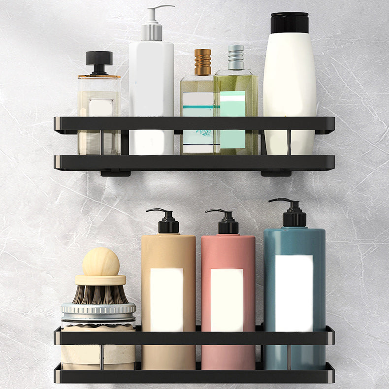 Rynx | 2-piece bathroom shelf made of matte black metal bathroom hardware set