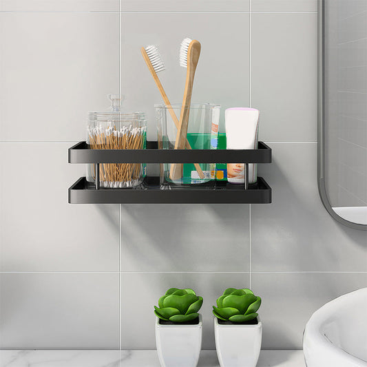 Rynx | 2-piece bathroom shelf made of matte black metal bathroom hardware set