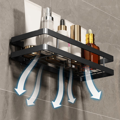 Rynx | 2-piece bathroom shelf made of matte black metal bathroom hardware set
