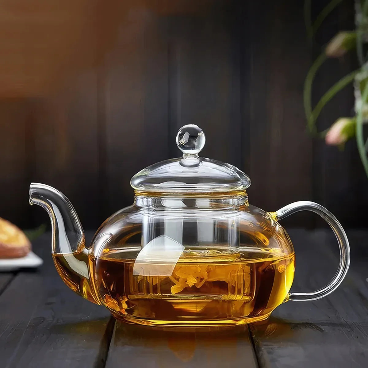 Rynx | Filterable Heat-Resistant Glass Flower Teapot