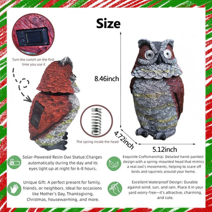 Rynx | Jy.Cozy Solar Owl Decoy Statue - Glowing Eyes Resin Outdoor Decor For Garden, Veranda, Lawn