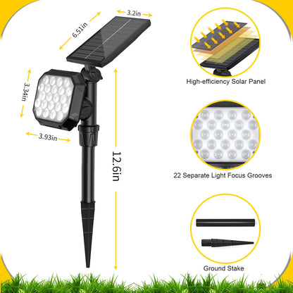 Rynx | Roshwey 22 LED Solar Spot Light - 700 Lumens Waterproof Landscape Lighting, Cool White, 4 Pack