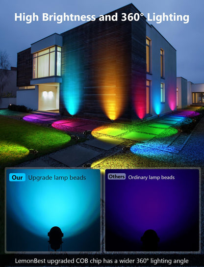 Rynx | Lemonbest 12W Rgbw Led Christmas Spotlights, 4 Packs, Remote Control, Waterproof