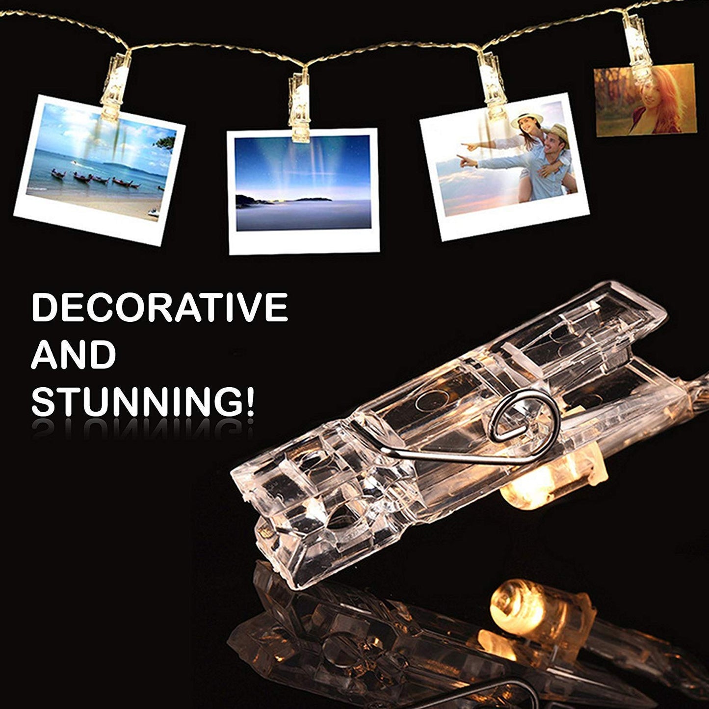 Rynx | Liyuanq 40 Led Photo Clip Light Strings, USB-powered Warm White Fairy Lights for Photo