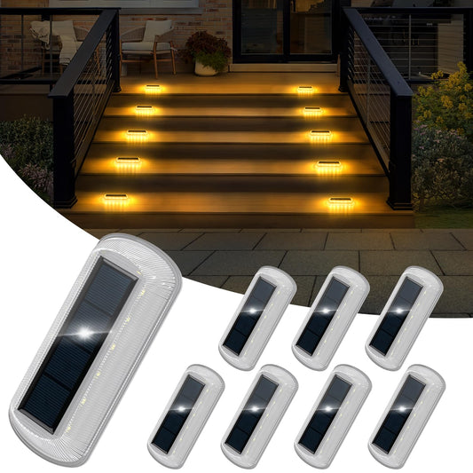 Rynx | T-Sun Solar Panel Stair Lights For Outside Warm White Solar Panel Stair Lights Waterproof Led Patio Lights Front Veranda Decor For Dock Driveway