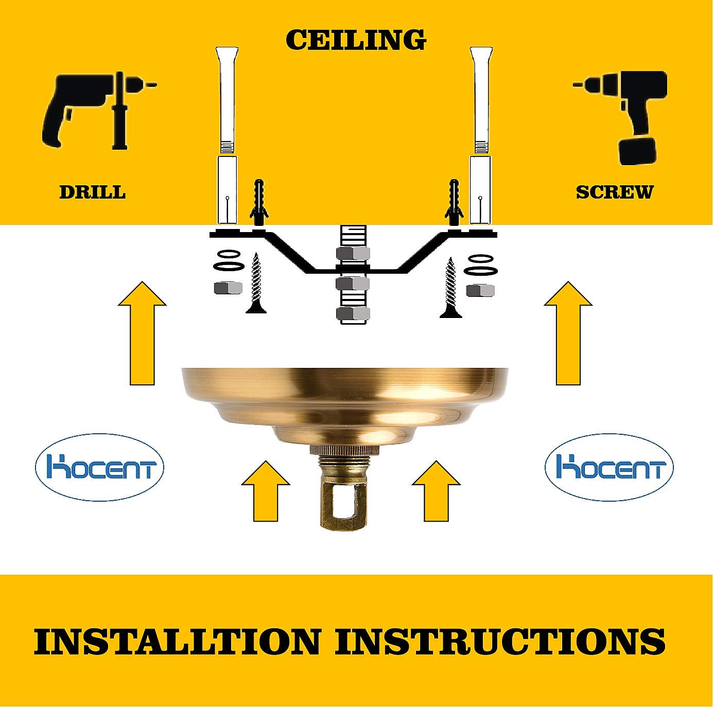 Rynx | Rojoser Heavy Duty Canopy Kit With Vintage Gold Copper Pendant Lamp Chain