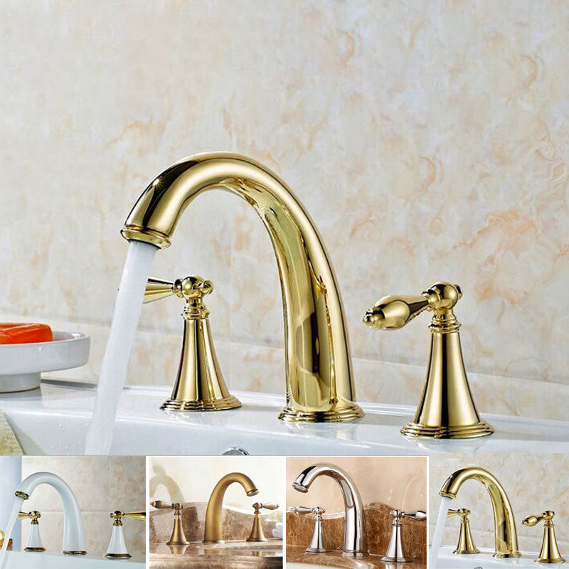 Rynx | Copper Deck-Mounted Roman Bathtub Faucet Low Arc Roman Bathtub Faucet Set