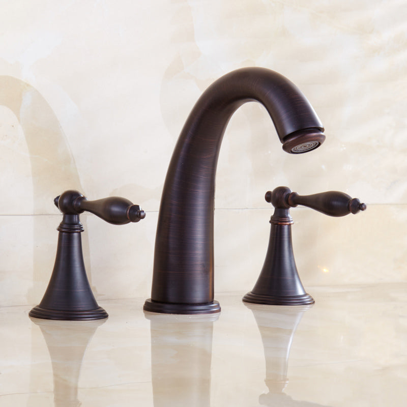 Rynx | Copper Deck-Mounted Roman Bathtub Faucet Low Arc Roman Bathtub Faucet Set
