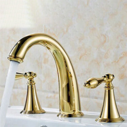 Rynx | Copper Deck-Mounted Roman Bathtub Faucet Low Arc Roman Bathtub Faucet Set