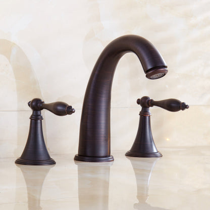 Rynx | Copper Deck-Mounted Roman Bathtub Faucet Low Arc Roman Bathtub Faucet Set