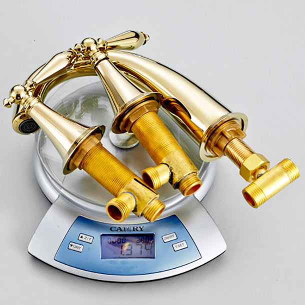Rynx | Copper Deck-Mounted Roman Bathtub Faucet Low Arc Roman Bathtub Faucet Set