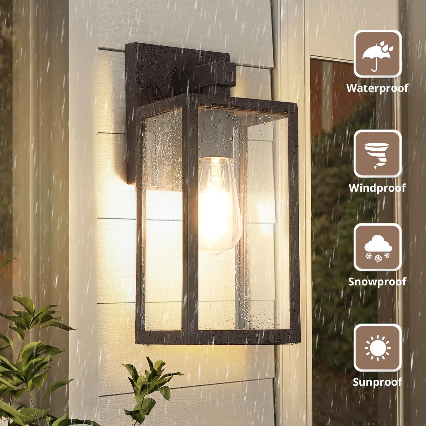 Rynx | Maxvolador Outdoor Wall Lamp - Waterproof Dark Chocolate Lantern, E26 Patio Light, 2 Pack