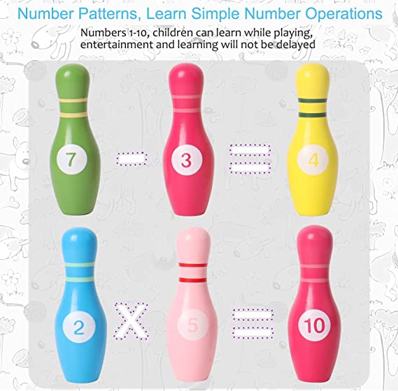 Rynx | Kids Colorful Wooden Bowling Set