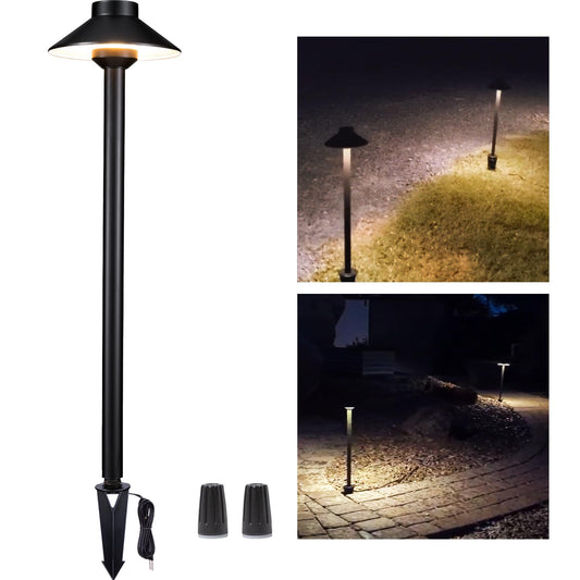 Rynx | Gardenreet Outdoor Brass Path Light - Black Low Voltage Landscape Path Lighting With Cord, 12V Walkway Light Led Ip65 Waterproof
