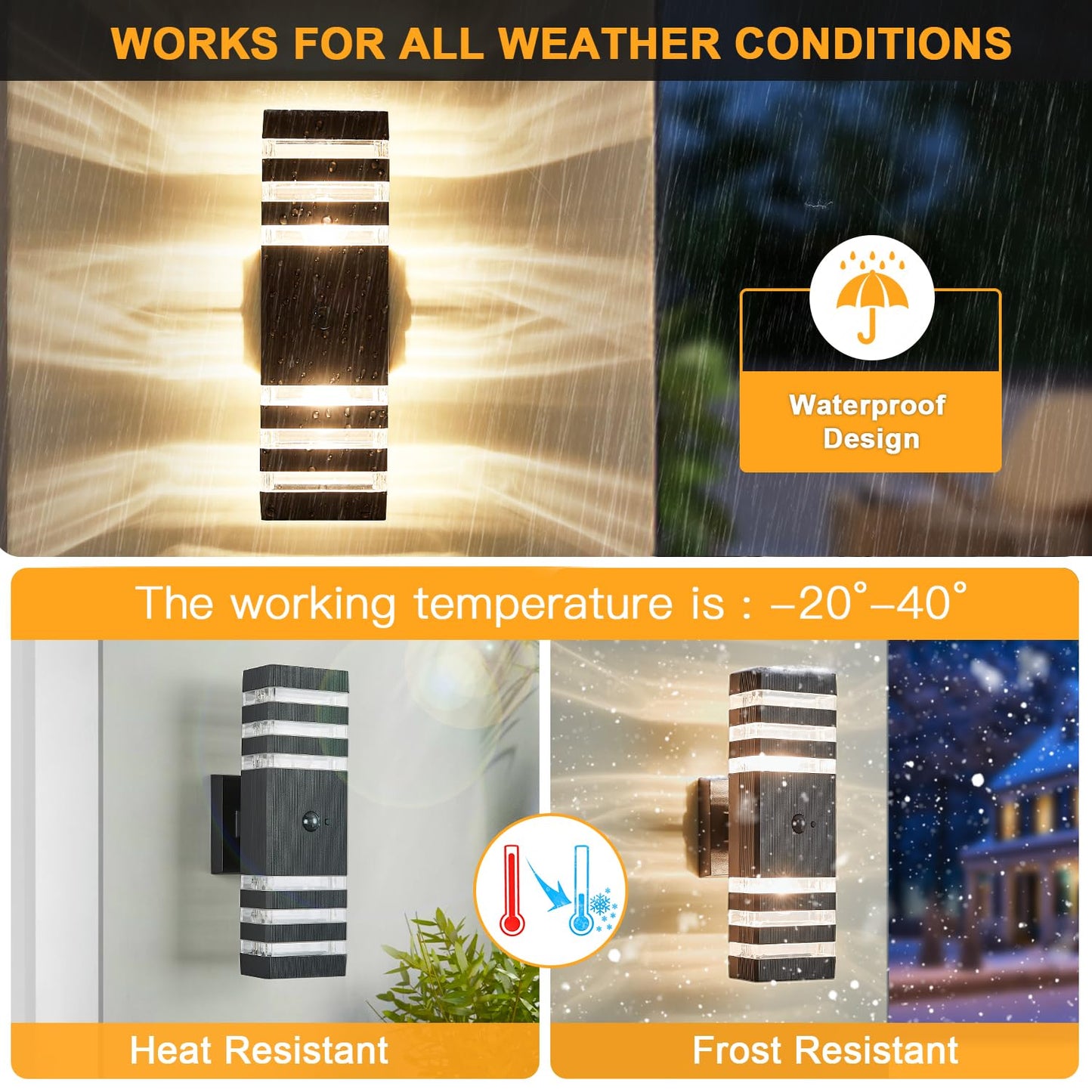 Rynx | Delicavy Motion Sensor Outdoor Wall Lamp, Dusk To Dawn Sconce With 2 Dimmable Bulbs