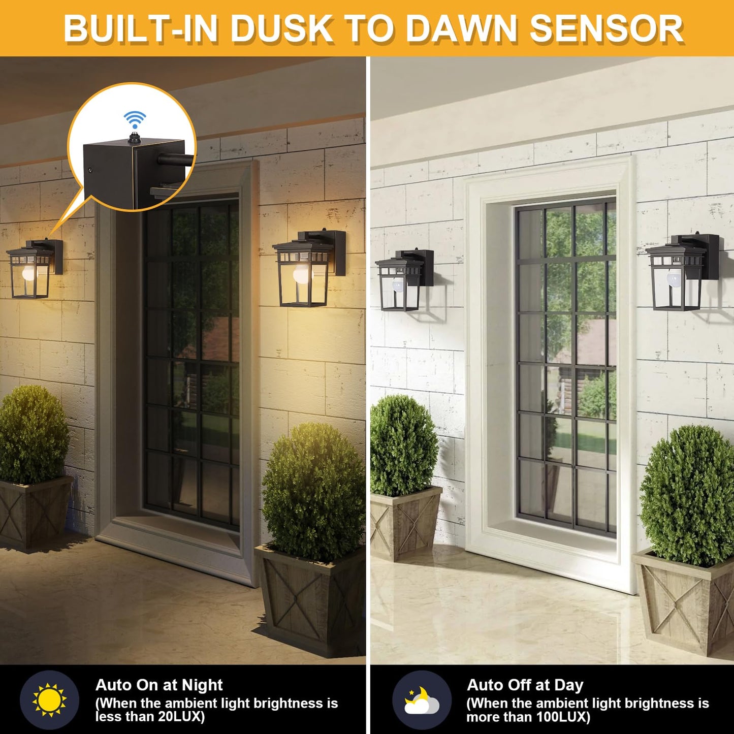 Rynx | Fandbo Dusk To Dawn Poor Light With Gfci Outlet, Waterproof Aluminum, Bulb Included, Oil-Rubbed Bronze