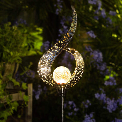 Rynx | Homeimpro Solar Garden Light - Waterproof Metal Flower Stake With Cracked Glass Dome, Large