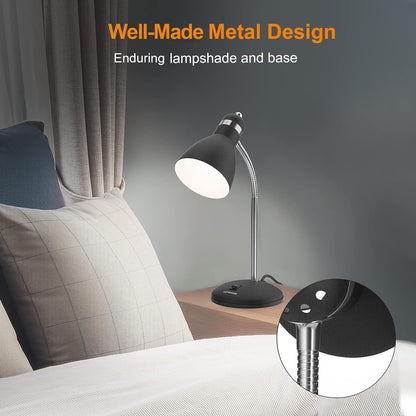 Rynx | Lepower Eye-Friendly Metal Desk Lamp with Flexible Gooseneck for Home Office, Matte Black