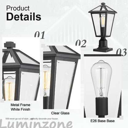 Rynx | Luminzone Outdoor Post Lighting, Waterproof Aluminum Lamp for Walkway & Patio, Matte Black