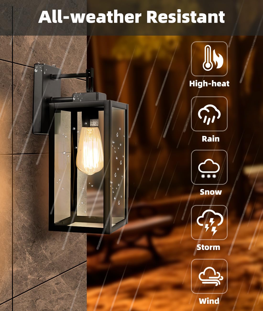 Rynx | Faymart 2 Pack Twilight To Dawn Waterproof Outdoor Wall Lanterns With Sensor, Modern Patio Lanterns