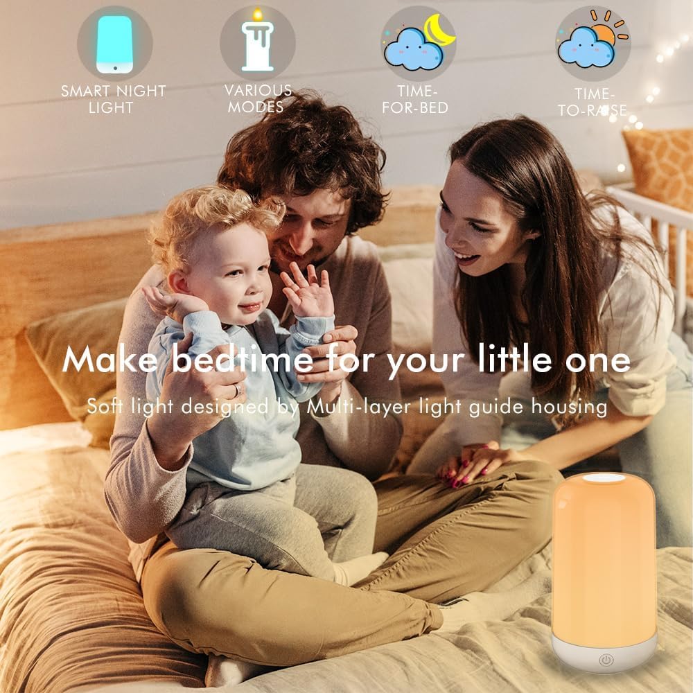 Rynx | Yhw Smart Touch Rgb Table Lamp, Dimmable Rechargeable Led Nightstand Lamp For Bedroom & Children's Room