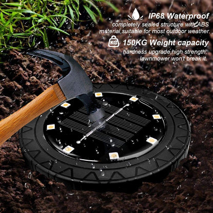 Rynx | Kdorrku Solar-Powered Ground Light 8 Pack, Ip68 Waterproof Led Disk Light For Garden Path