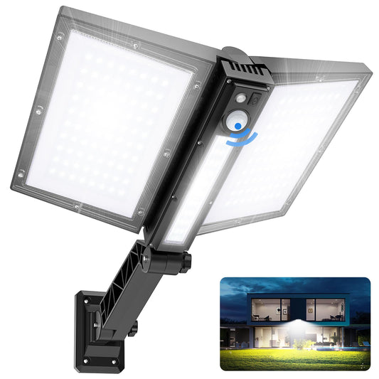 Rynx | Papasbox Sollys Outdoor - Motion Sensor Led Floodlight, Waterproof, Remote Control, 3 Modes