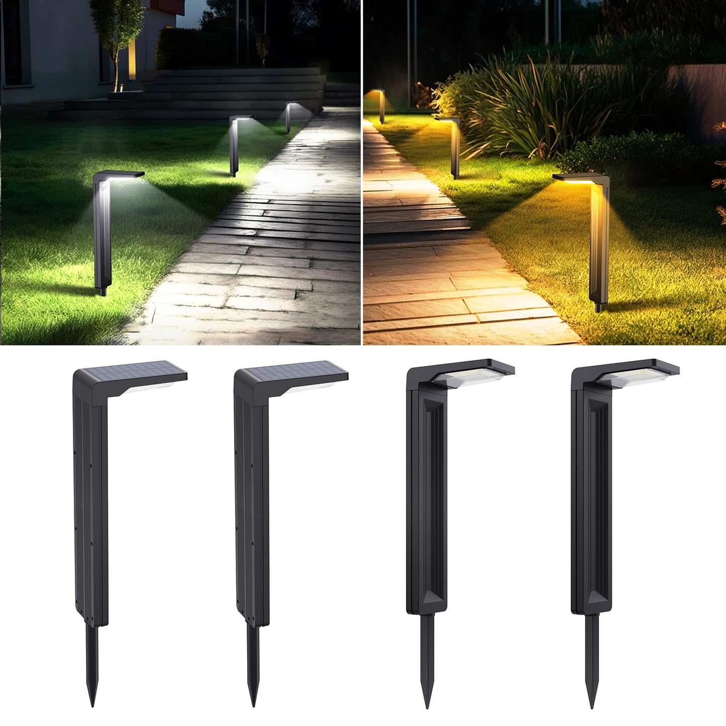 Rynx | Sunvivo Solar Path Light, 2 Modes (Cool White/Warm White), Bright Solar Light Outdoor Waterproof, Perfect Guiding Light Or Decor For Pathway, Driveway, Sidewalk, Backyard, Garden, Lawn, Event (4 Pack)