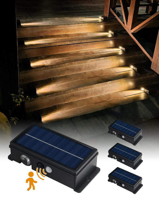 Rynx | Solar step light for outdoor movement solar path light outdoor waterproof 5 modes for stairs, terrace, walkway warm white 4