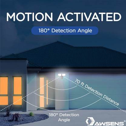 Rynx | Awsens 30W Led Motion Sensor Light - 2600 Lm, 180° Outdoor Flood Light, Waterproof, Bronze
