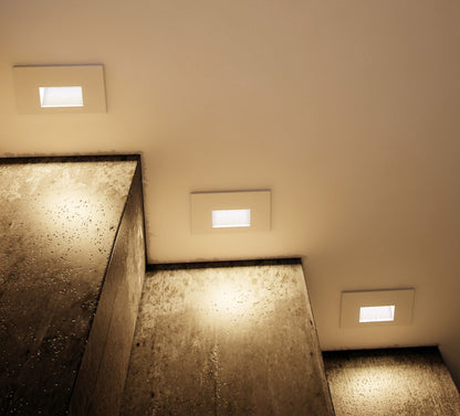 Rynx | Maxim Led Step Light, 5" Wide X 3" High, White Aluminum, Horizontal Wide Beam